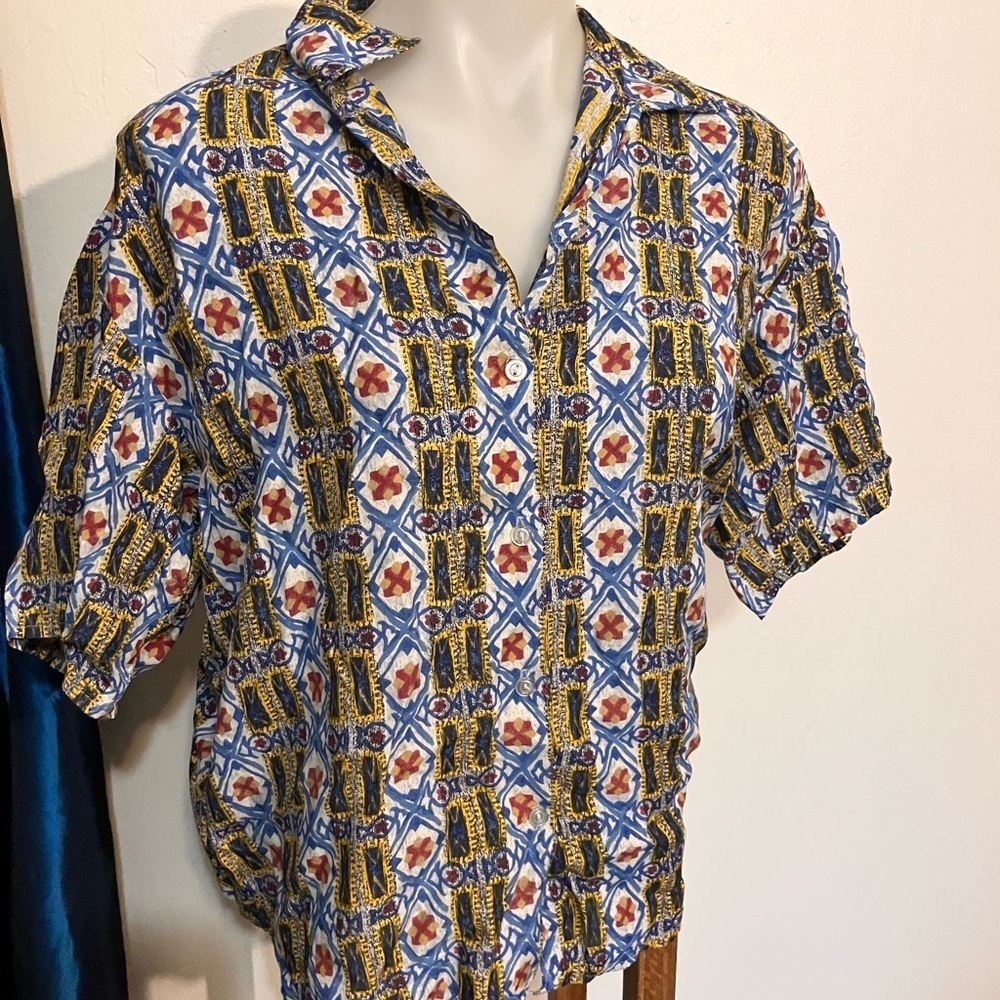 Vintage made in England Miss Selfridge Limited Edition rayon button front camp S - Picture 3 of 8